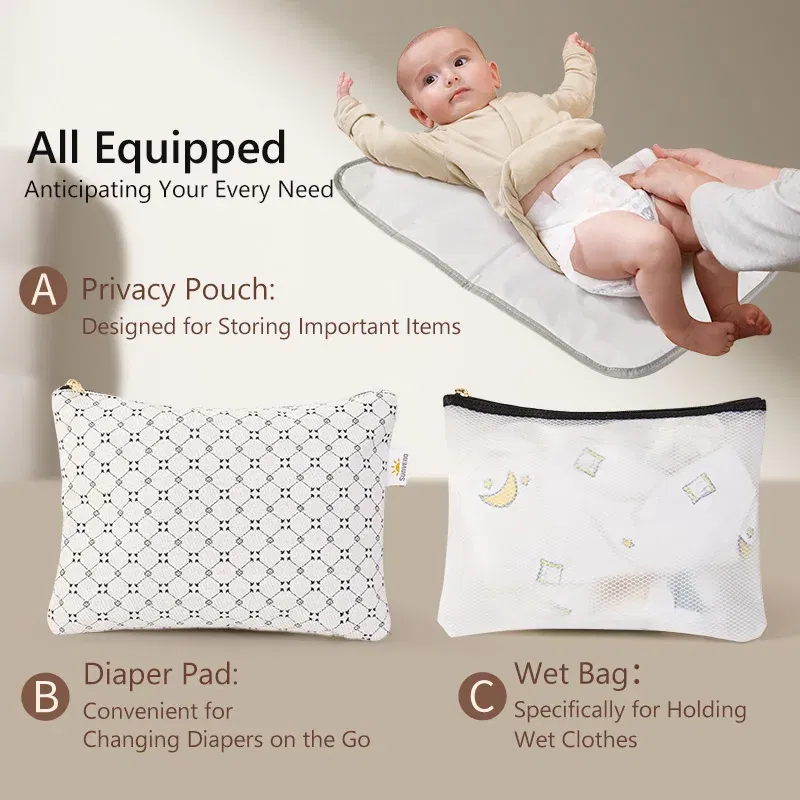 Color: Beige, Ships From: CHINA - Sunveno Mommy Travel Bag 4 In 1 Diaper Tote Mommy Bag Durable Wide Opening for Quick Access Stylish & Practical
