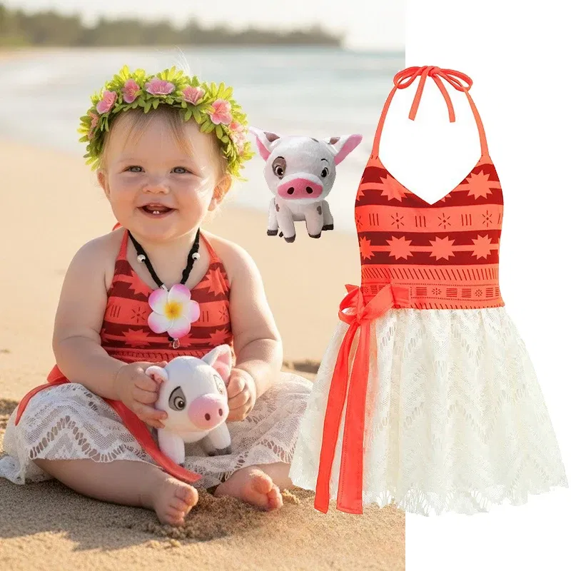 Color: Rose Red, Kid Size: 11 - Little Girls Cospaly DISNEY Moana Kids Two Pcs Set Top +Pants Infant Vaiana Role Play Festival Princess Costume Casual Clothes