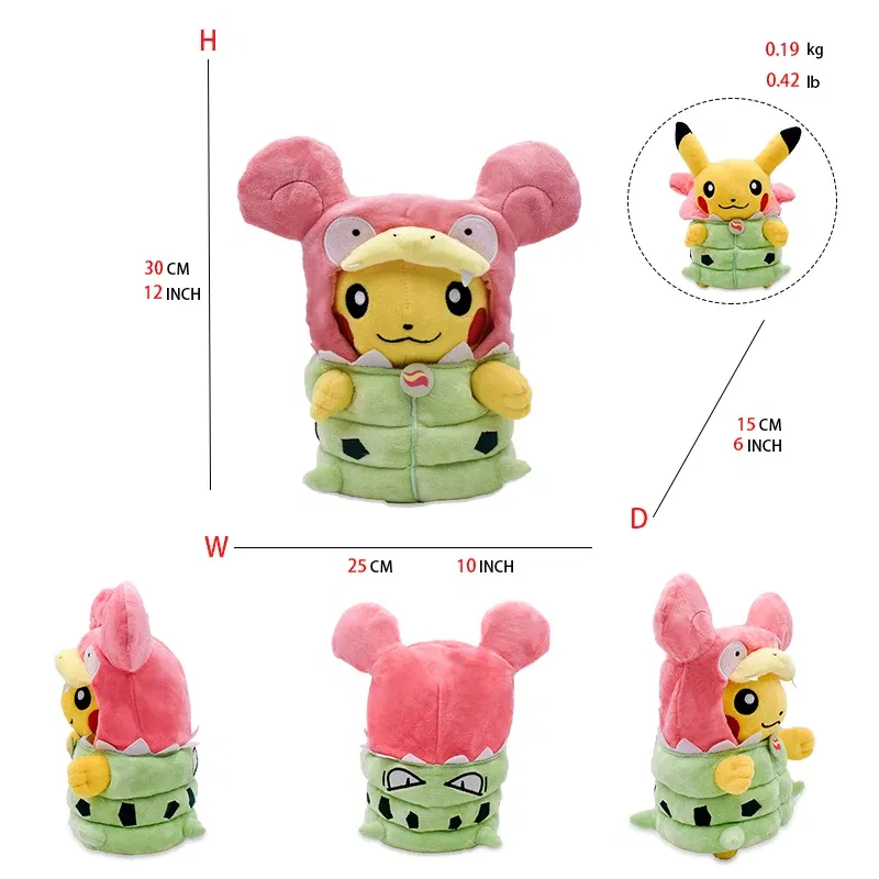 Color: plum - Cos Eevee Pikachu Cosplay Plush Toys Pikachu Peluche Lucario Stuffed Animal Doll Collectible Gift,Cartoon 20-30CM