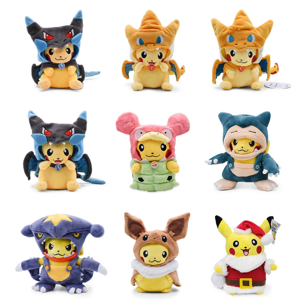 Color: plum - Cos Eevee Pikachu Cosplay Plush Toys Pikachu Peluche Lucario Stuffed Animal Doll Collectible Gift,Cartoon 20-30CM