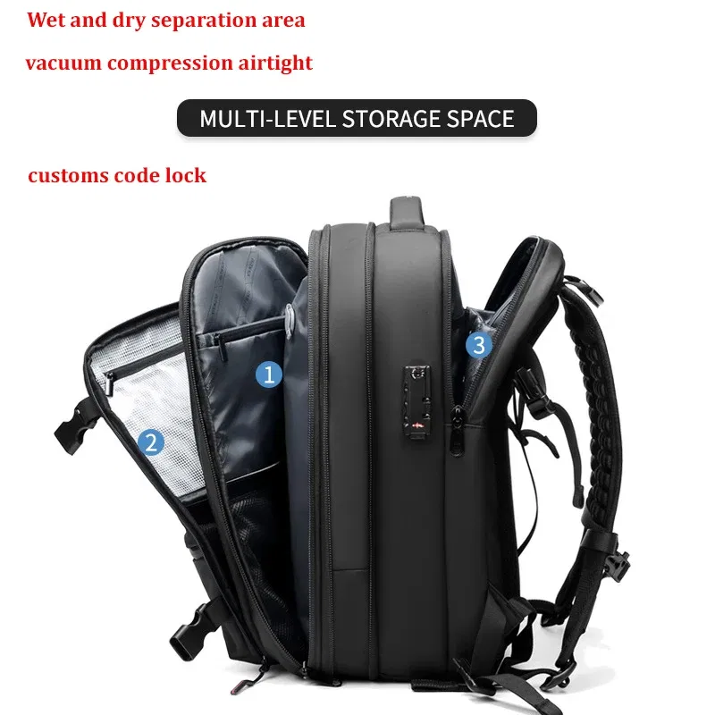 Color: Chocolate - Men Travel Backpack vacuum compression 17 inch Laptop Backpack Business Large Capacity school Backpack Expanded Hiking backpack