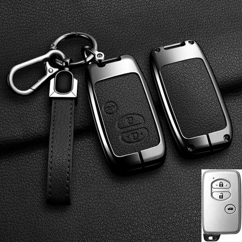 Color Name: Blue - Alloy Car Key Case Cover Shell Fob For Toyota Prius 30 Alpha Aqua Land Cruiser Auris For Lexus LC 200 2012 - 2014 Parts Keychain