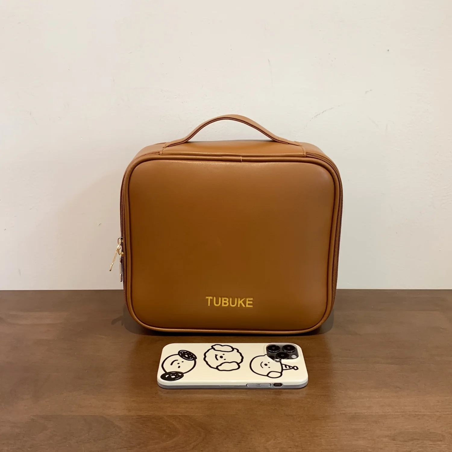 Color: Light Grey, Ships From: CHINA - PU Leather Makeup Bag With Dividers, Portable Travel Cosmetic Organizer, Square Toiletry Organizer