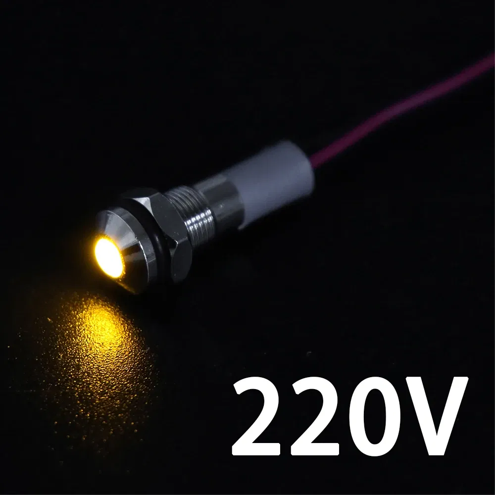 Color: Pink - 1PC IP65 6mm LED Waterproof Metal Indicator Light Signal Lamp With Wire 5V 12V 24V 220V Red/Yellow/Blue/Green/White Metal Button