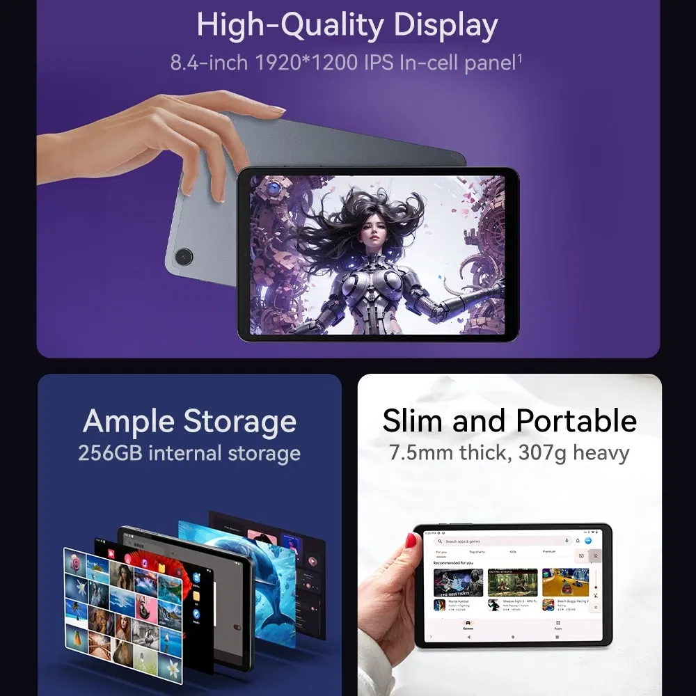 Color: Yellow, Ships From: CHINA - Top Iplay 50 mini pro 8.4in Tablet 5000mAh Long-Lasting RAM 8GB ROM 256GB Widevine L1 Netflix Helio G99 CPU IPS Display