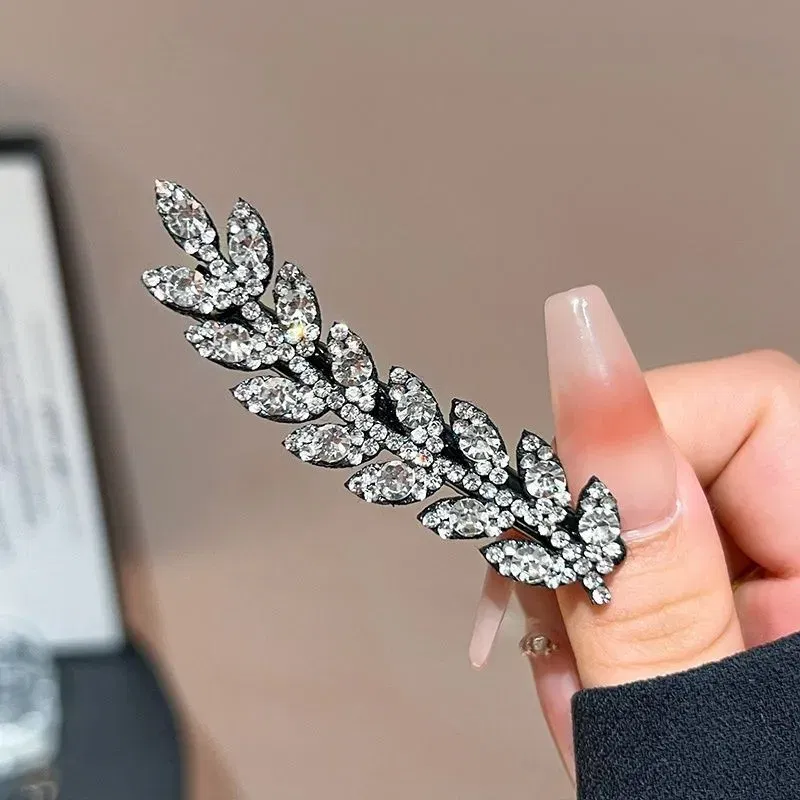 Color: Lavender - Fashion Mini Crystal Hair Pins Exquisite Rhinestone Ear of Wheat Duckbill Hair Clips Girl Side Barrettes