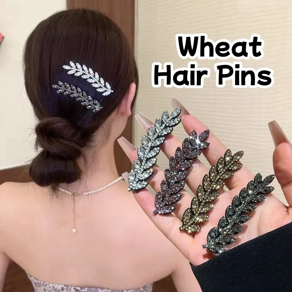 Color: Lavender - Fashion Mini Crystal Hair Pins Exquisite Rhinestone Ear of Wheat Duckbill Hair Clips Girl Side Barrettes