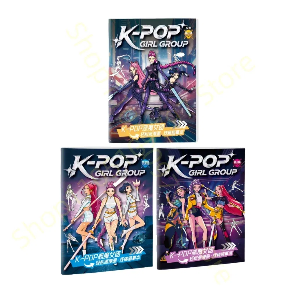 Color: VIOLET/?«?—?…° - KPop Demon Hunter Coloring Books Anime Cartoon Line Drawing Children's Sketch Picture Book Kid's Birthday Gift / Christmas Gift