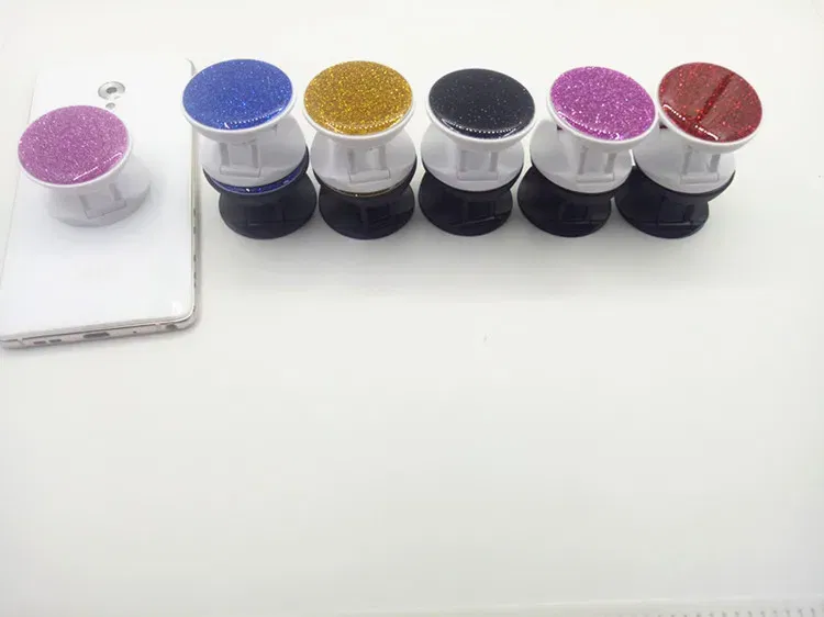 Color: WHITE - 1pcs Cell Phone Bracket Houder Universal Quicksand Glitter Expanding Smartphone Holder Grip Stand For iPhone X XS 8 7 6 Plus
