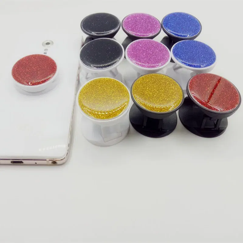 Color: WHITE - 1pcs Cell Phone Bracket Houder Universal Quicksand Glitter Expanding Smartphone Holder Grip Stand For iPhone X XS 8 7 6 Plus