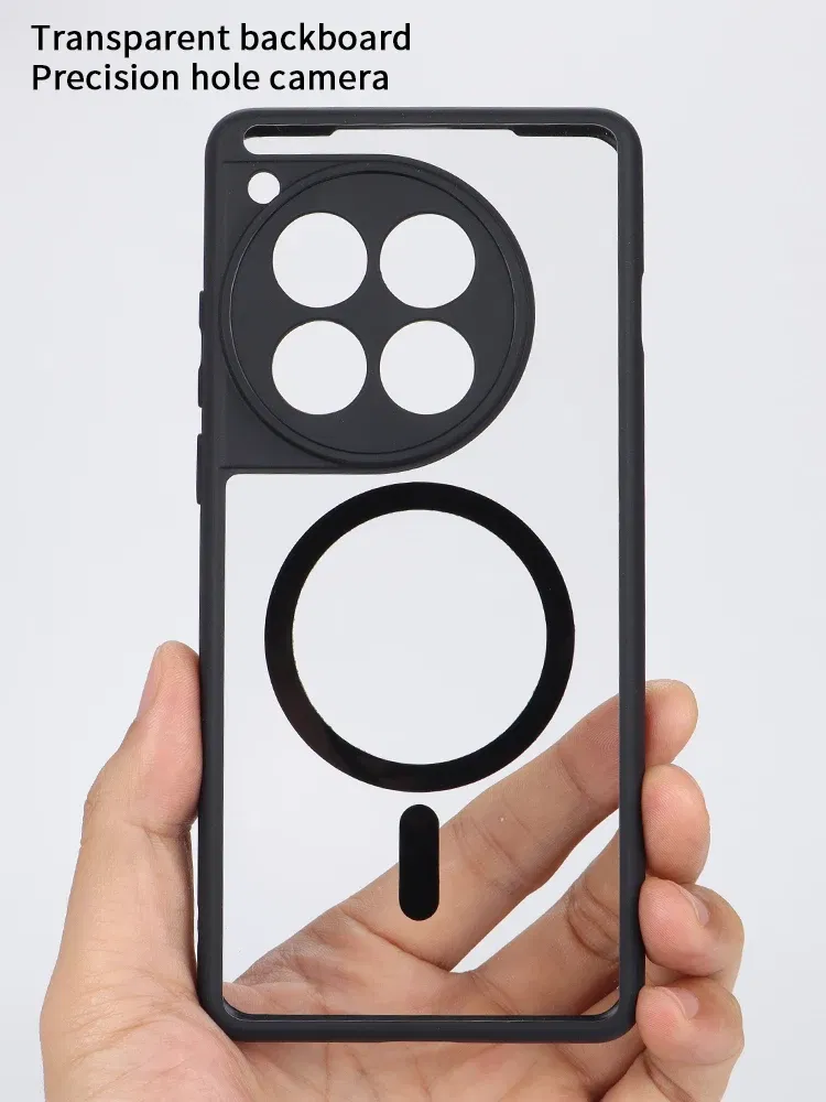 Color: Dark Grey, Material: ABS - Magnetic Case For OPPO One Plus 12 One Plus 13 Shockproof Magsafe Wireless Charging Clear Phone Cover