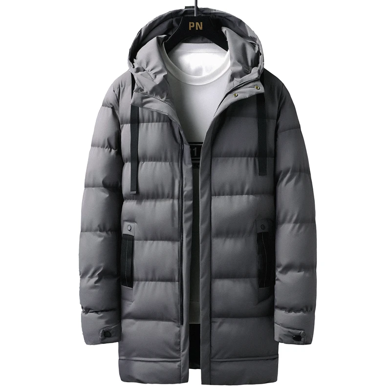 Color: GRAY, Size: 7XL - 7xl Plus Size Padded Parkas Men Thick Warm Coats Solid Warm Cotton Long Coats Windbreaker Winter Outerwear 6xl Thermal Jacket