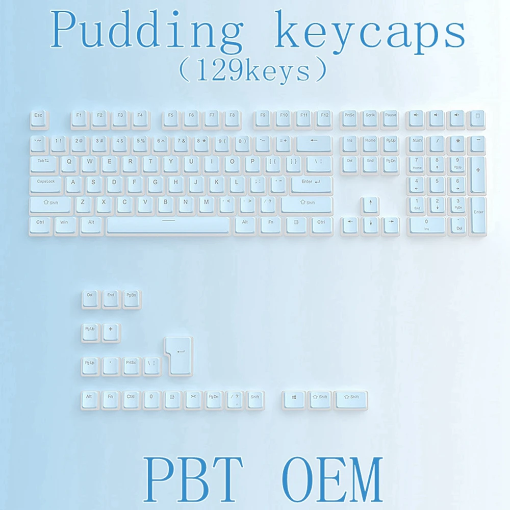 Color: Orange - 129Keys Keyboard Keycap OEM Profile PBT Material Key Cap for Mx Hot Swap Mechanical Keyboard Switch Transparent Pudding Keycaps