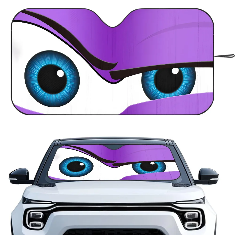 Color: Red - Cartoon Eyes Cute Car SunShade Windshield Foldable Three-layer Insulation Sunshade By Suction Cup Blocks UV Rays Sun