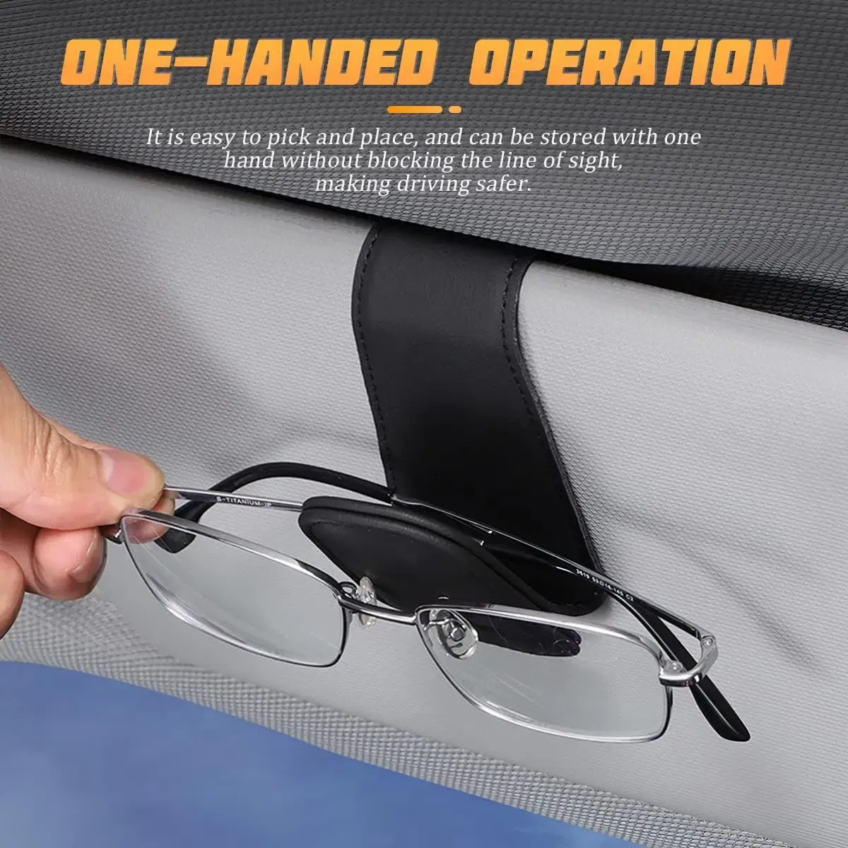 Color Name: Black - Sunglasses Holders for Car Sun Visor, Leather Eyeglasses Hanger Mounter, Magnetic Glasses Holder and Ticket Card Clip