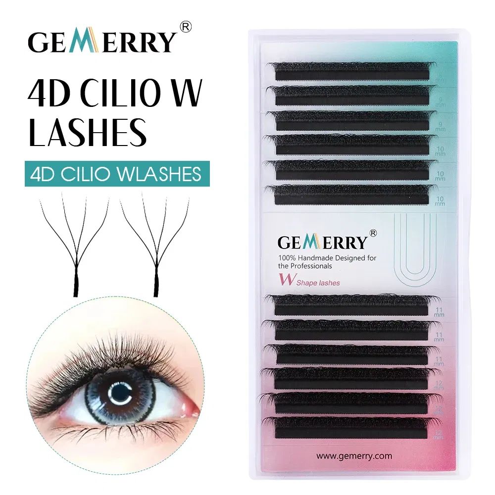 Curl: D, Thickness: 0.07mm, Length: 11mm, Ships From: CHINA - Gemerry Cilios W 4D W-shaped Eyelash Extension Automatic Flowering W Lashes LU/L/C/D Curl High Quality Individual Fake Eyelashes