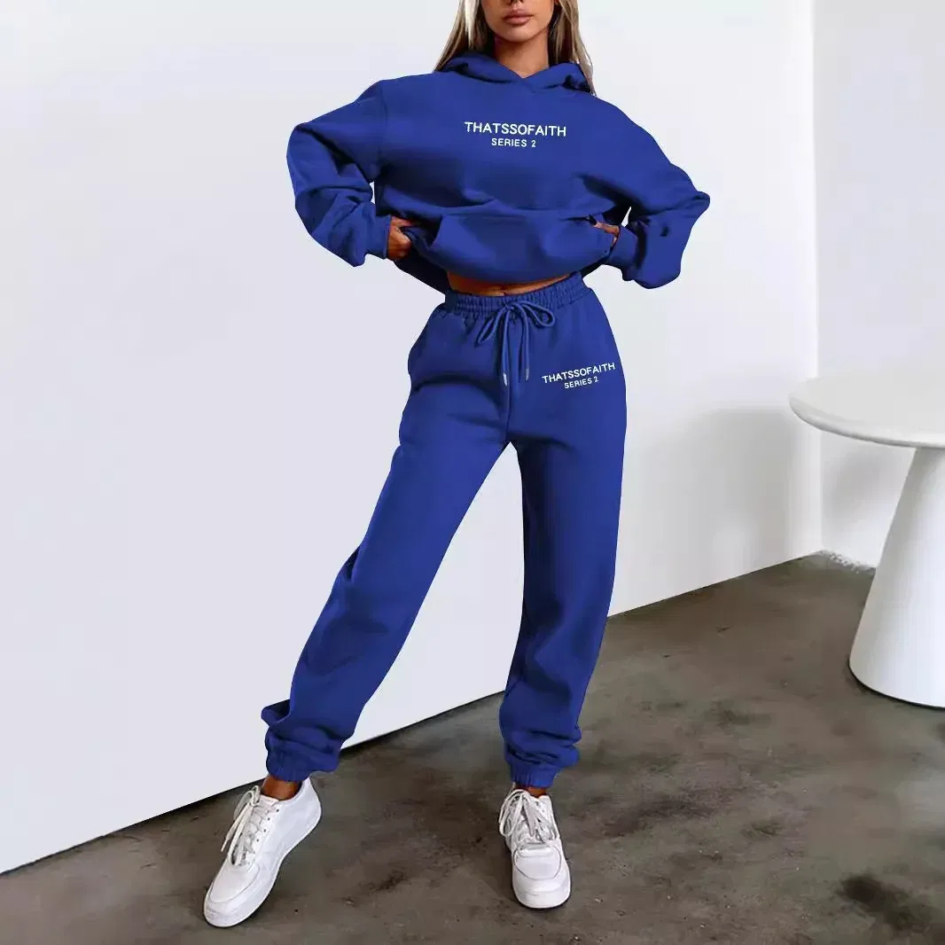 Color: Silver, Size: M, Ships From: CHINA - 2025 Autumn Winter Women's Sets 2pcs Hoodies Pants Suit Sports Outfits  Letter Print Aesthetic Clothes Ladies Tracksuit