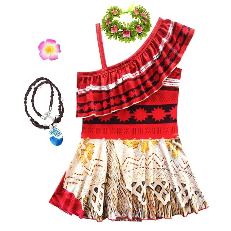 Color: GRAY, Kid Size: 6M - Moana 2 Swimsuit Summer Holiday Beach Girls Two-piece Bikini Toddler Adventure Outfit Pool Party Vaiana Fancy Dress Up