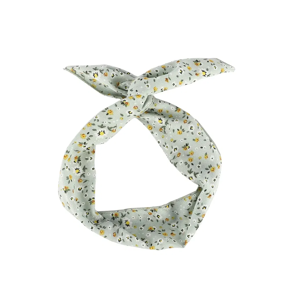 Color: Pink, Ships From: CN - Bunny Ears With Iron Wire Headband Printed Fabric Women Girls Scrunchies Hairband Hair Band Holder Accessories Headdress