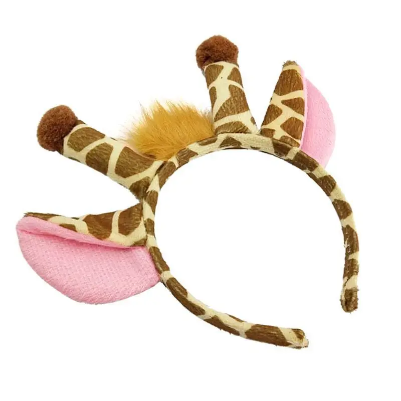 Color: GRAY - Plush Giraffes Headband Giraffes Ear HairBand Plush Giraffes Headband Party Cartoon HairBand Giraffes Headdress Birthday