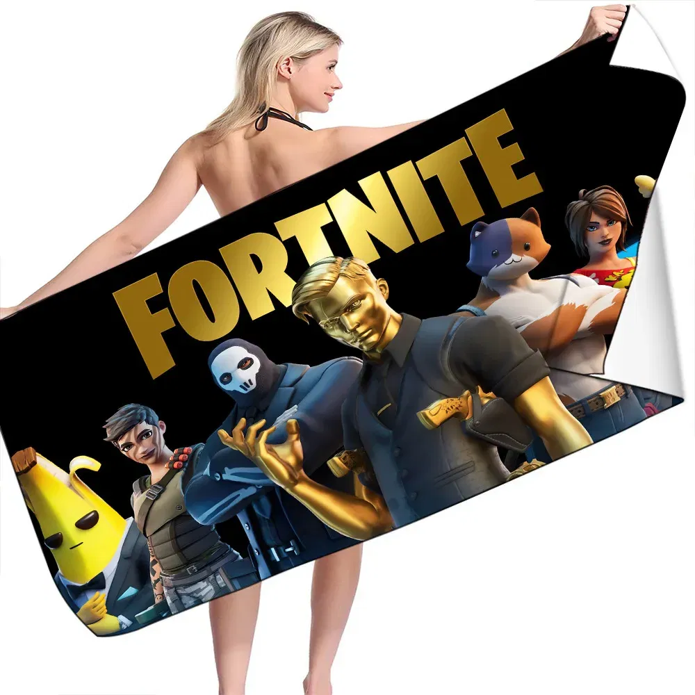 Color: Blue, Size: 12cm - Fortnite Children Microfiber Bath Towel Boy Girl Soft Wearable Cartoon Bathing Beach Spa Bathrobe Wash Clothing