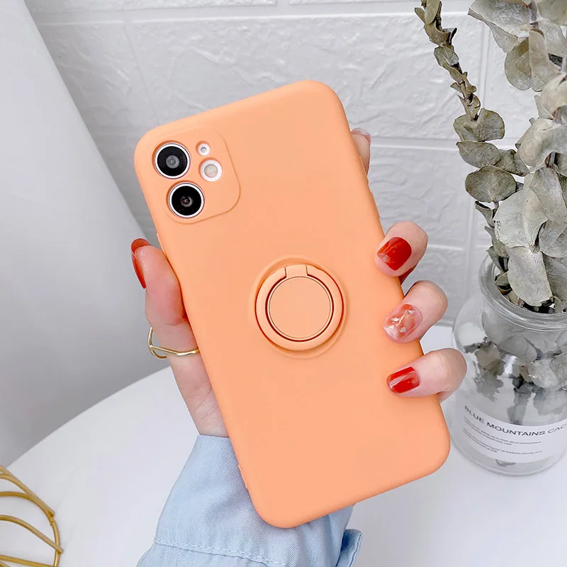 Color: cream, Compatible-Phone Models: For iPhone 11 Pro Max, Ships From: CN - With Ring Holder Shockproof Case For IPhone 16 15 14 13 12 11 Pro Max Silicone TPU Soft Back Cover