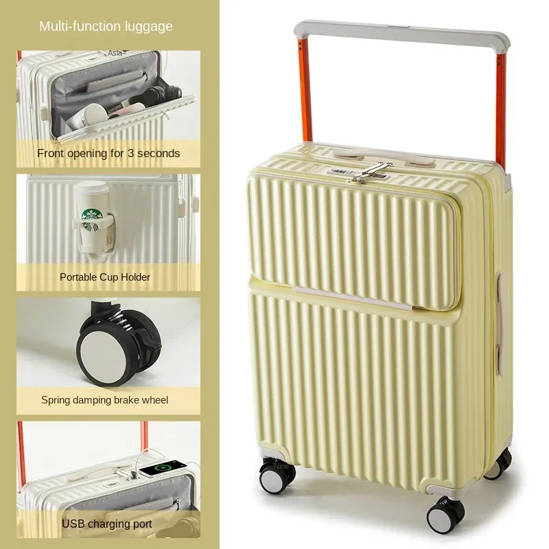 Color: black, Luggage Size: 20Inches 500mm - Wide Pull Rod Suitcase 2024 New Universal Wheel Small Lightweight Boarding Luggage 20 inch Password Lock Travel Case