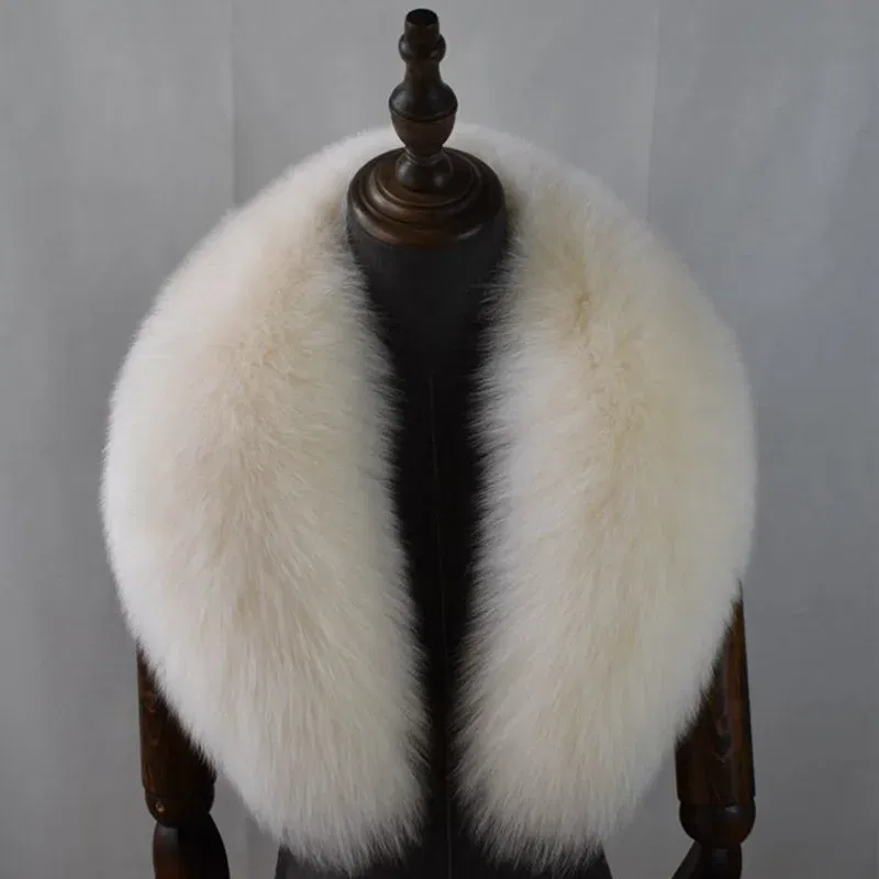 Color: Dark purple, Size: XXS - Fox Fur Collar 100% Real Fox Fur Scarf Straight Collar Natural Fur Gray Collar Large Size Neck Warmer Fur Scarf Shawls