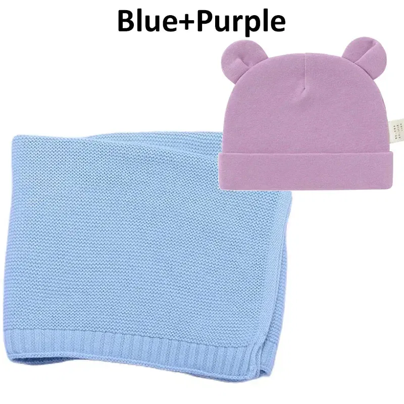 Color: Silver, Size: Option 1, Ships From: CN - Personalized Baby Name Newborn Cotton Beanie and Knitted Blanket Set Embroidered Name Covering and Cute Hat Gift Set