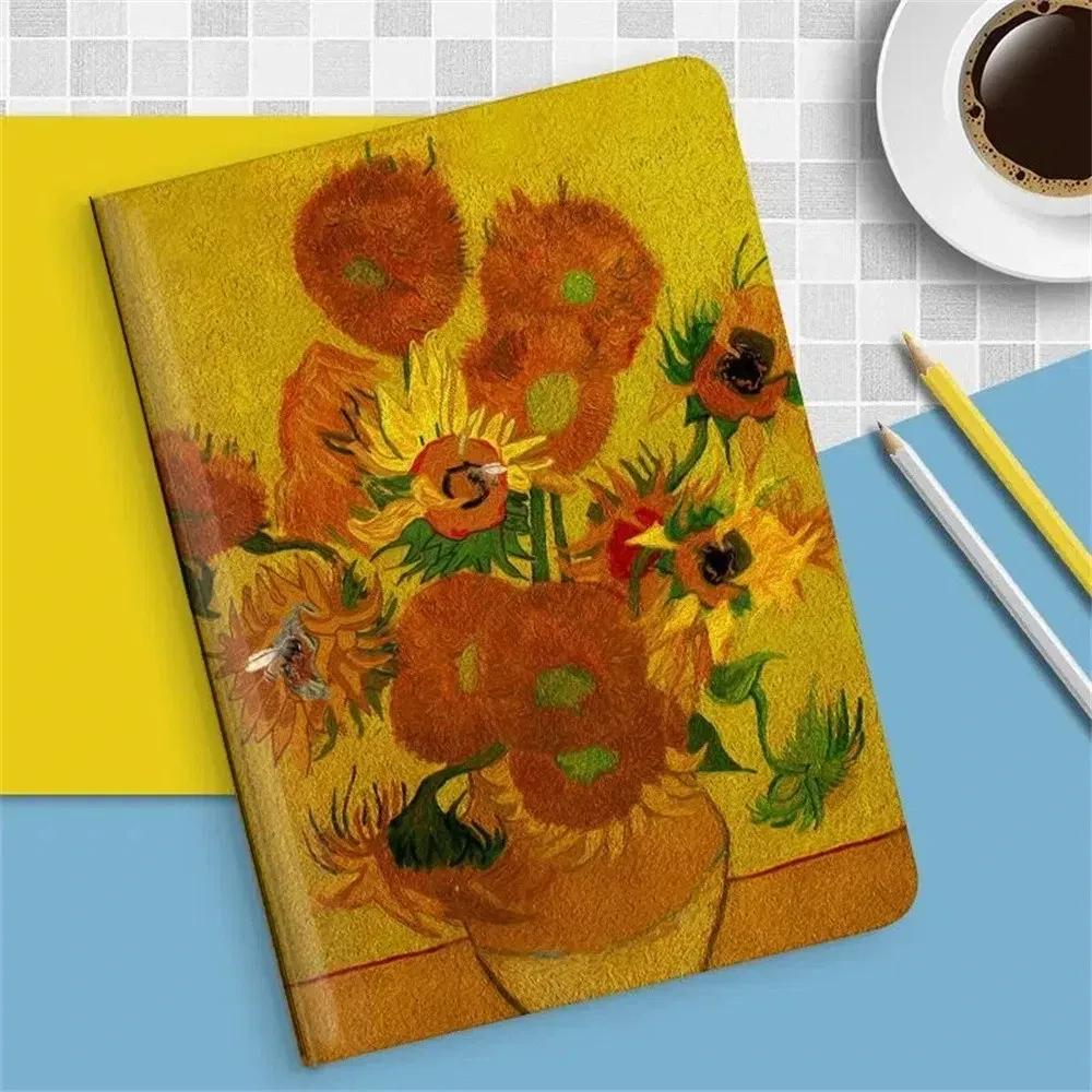 Color: Black, Size: 8 - Case For iPAD 10 9 8 7 6 5 th Generation Pro 11 12.9 10.5 Air 5 4 3 2 Mini 6 Funda Cover Luxury Van Gogh Oil Painting Flower Art