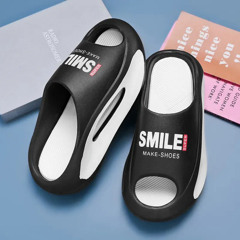 Color: wine red, Shoe Size: 37 - Men's Sandal Slippers New Summer Sneaker Slippers Men Thick Bottom Platform Slides Soft Eva Slippers Casual Beach Shoes