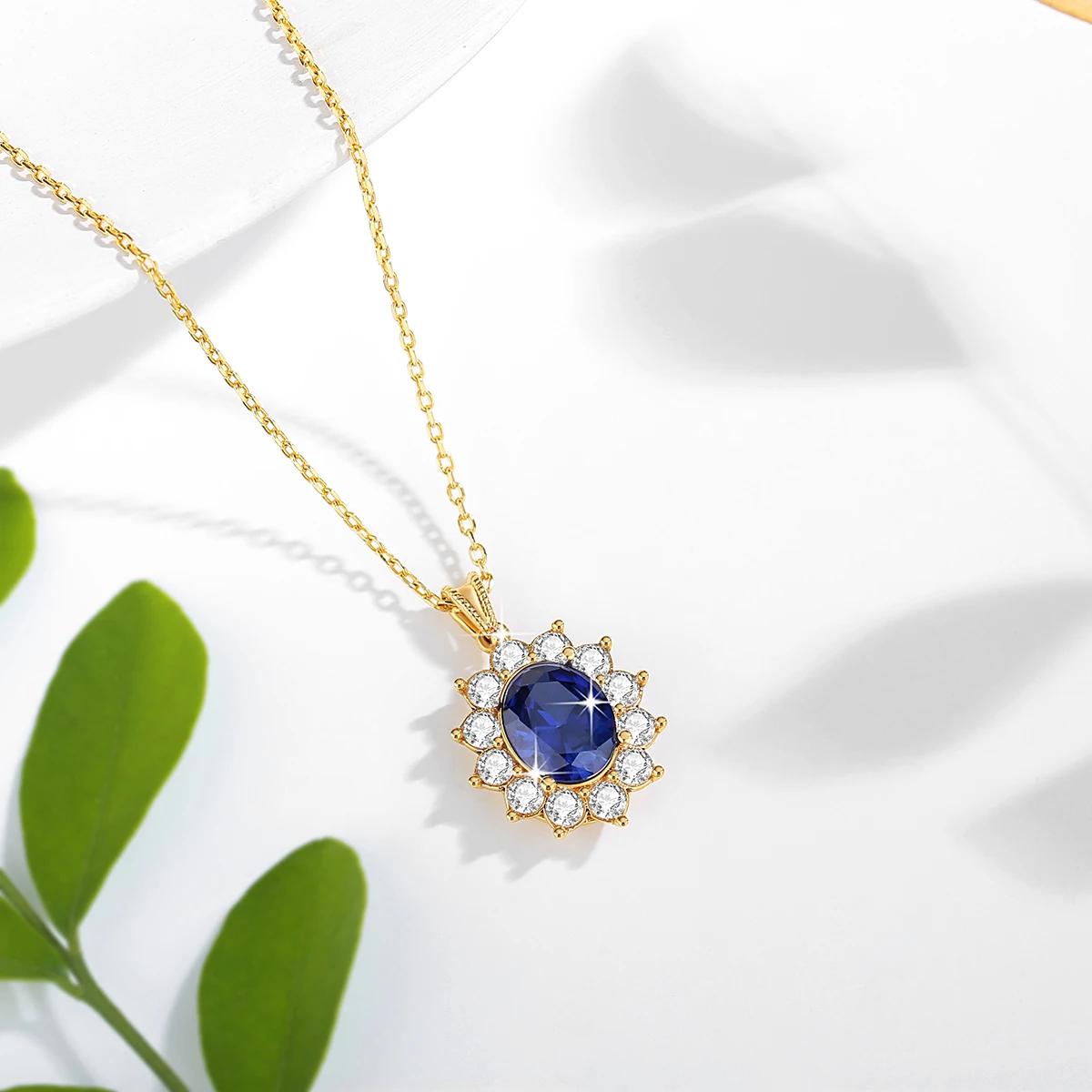 Gem Color: Black, Ships From: CHINA - Szjinao Real Blue Corundum18k Gold Necklace With Certificate Women Princess Kate Pendant K Gold Jewelry AU750 Stamp Wedding Gift