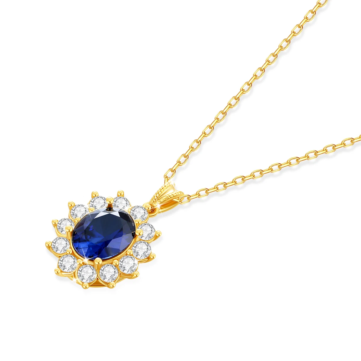 Gem Color: Black, Ships From: CHINA - Szjinao Real Blue Corundum18k Gold Necklace With Certificate Women Princess Kate Pendant K Gold Jewelry AU750 Stamp Wedding Gift