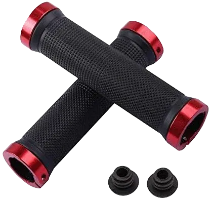 Color: Red - Bicycle Rubber Grips Alloy Lock Non-Slip Rubber Bicycle Handlebar Grips Double Aluminum Lock on Locking Bicycle Handlebar Grips
