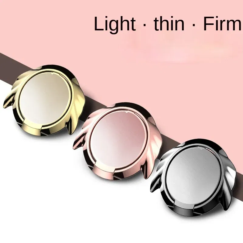 Color: Yellow - 360 Degrees Ultra-thin Angel Ring Bracket Xiaomi Huawei Car Phone Holder Bracket Metal Desktop Phone Stand