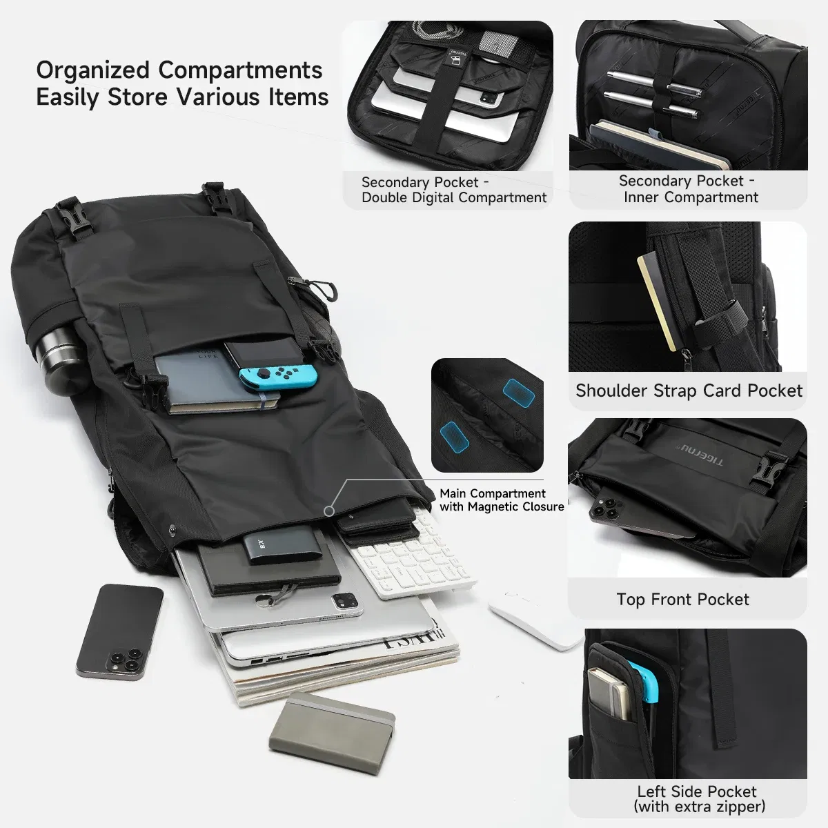 Tigernu Travel Backpack Male TPU Waterproof Backpack Men Bags Expandable Men's Backpack Business Bags School Backpack