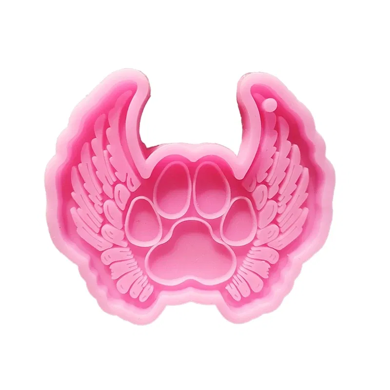 Color: WHITE - Shiny Glossy Love Angel Wing Mold Silicone Epoxy Resin Mold DIY Keychain Pendant Jewelry for Valentine Gift Craft