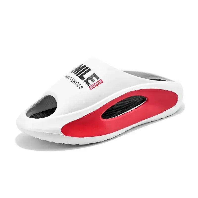 Color: WHITE, Shoe Size: 42 - Men's Sandal Slippers New Summer Sneaker Slippers Men Thick Bottom Platform Slides Soft Eva Slippers Casual Beach Shoes