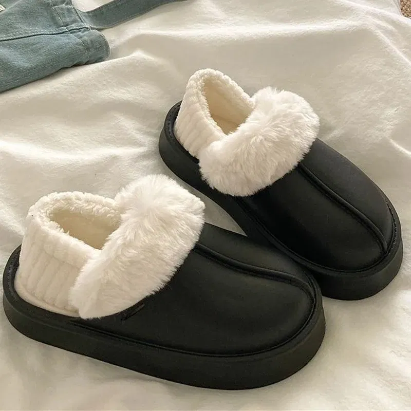 Color: Grape, Shoe Size: 38-39, Ships From: CHINA - Gacimy Warm Fur Women Slippers 2024 New Antiskid Waterproof Outdoor Cotton Shoes Winter Plush House Slides Fur Fluffy Slippers