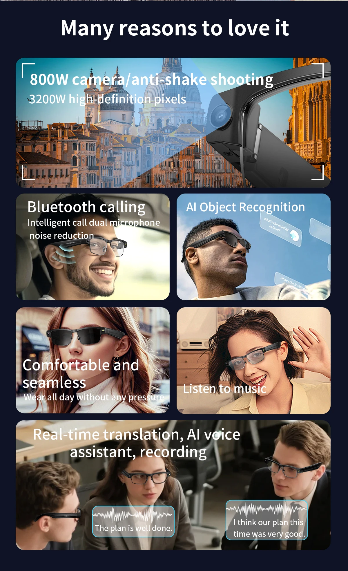 Color Name: Silver - Smart AI Glasses With 8MP HD Camera Chat GPT Touch Sport Sunglasses Bluetooth Call Video Music Player Object Recognition
