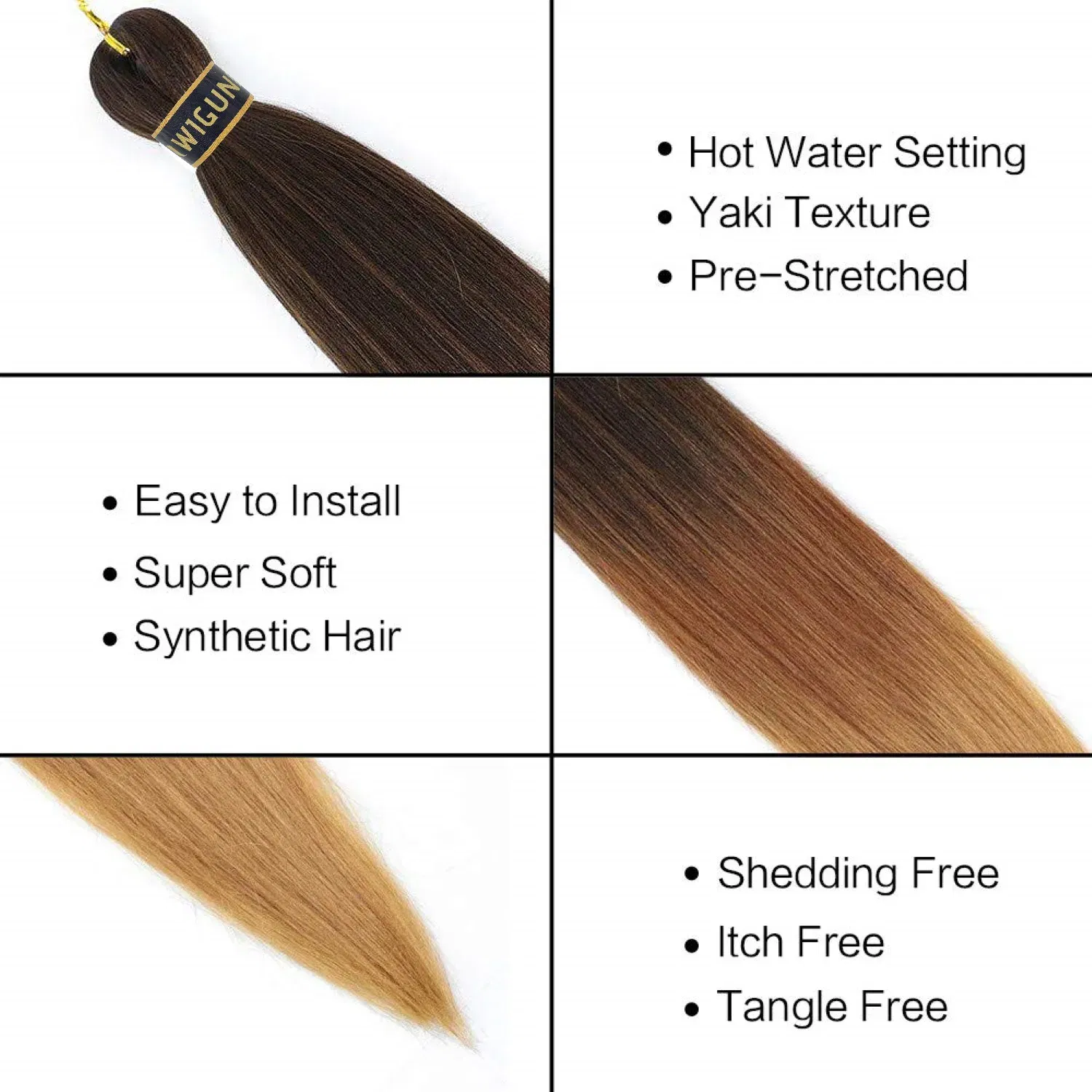 Color: OMBRE, Stretched Length: 26inches, Bulk Buy: 3Pcs/Lot - Kanekalon 26inch Hot Water Set Pre Stretched Jumbo Braiding Hair Box Twist Braids Synthetic Hair Extensions For Women Soft Yaki
