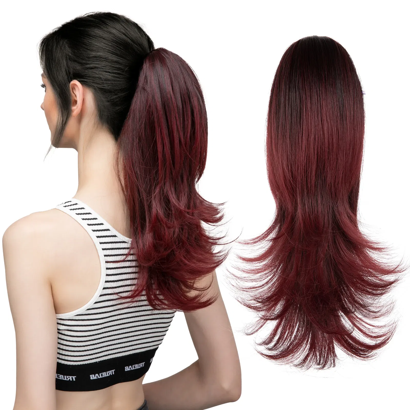 Color: 1B/30HL, Bulk Buy: 1pc, Stretched Length: 14inches - Synthetic Claw Clip In Ponytail Hair Extensions Wavy Hairpiece 14" Fake Blonde Black Hair False Pigtail With Elastic Band