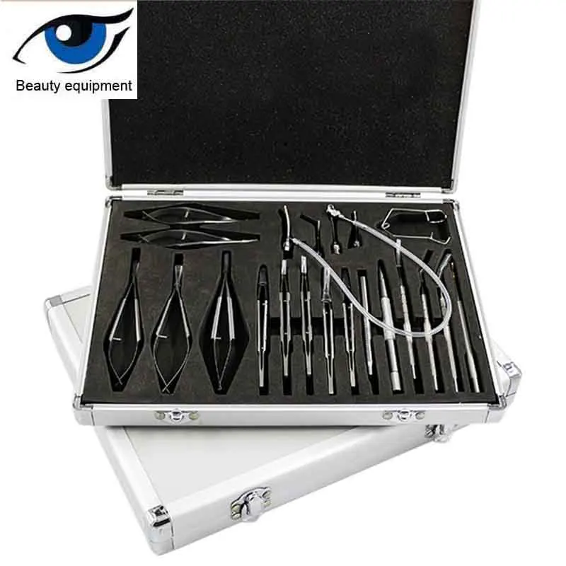 Color: Rose Red - Ophthalmic microsurgical instrument set 21 sets stainless steel titanium alloy microsurgical instrument set