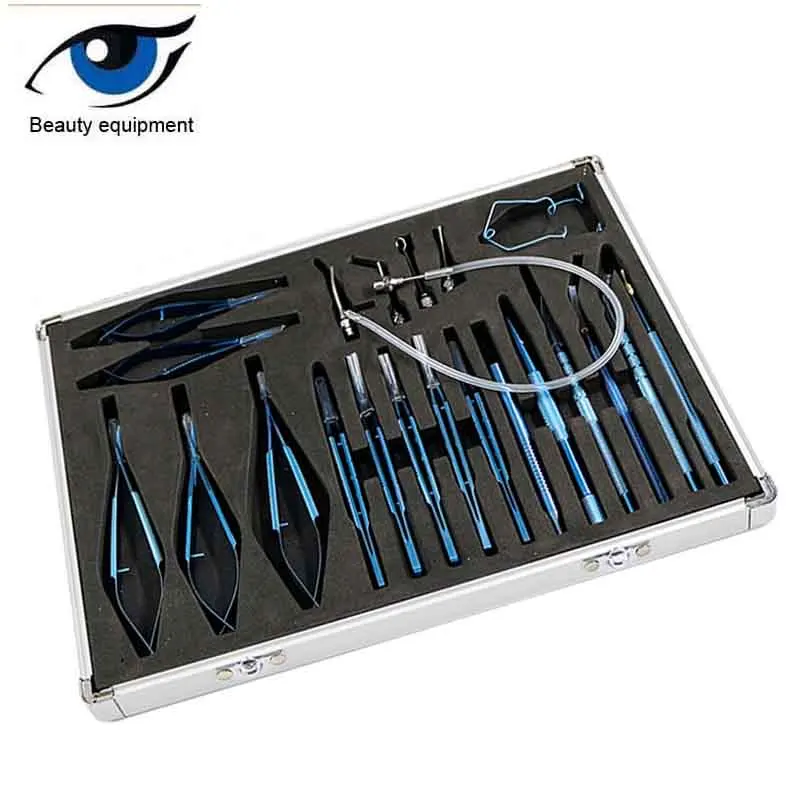 Color: Rose Red - Ophthalmic microsurgical instrument set 21 sets stainless steel titanium alloy microsurgical instrument set