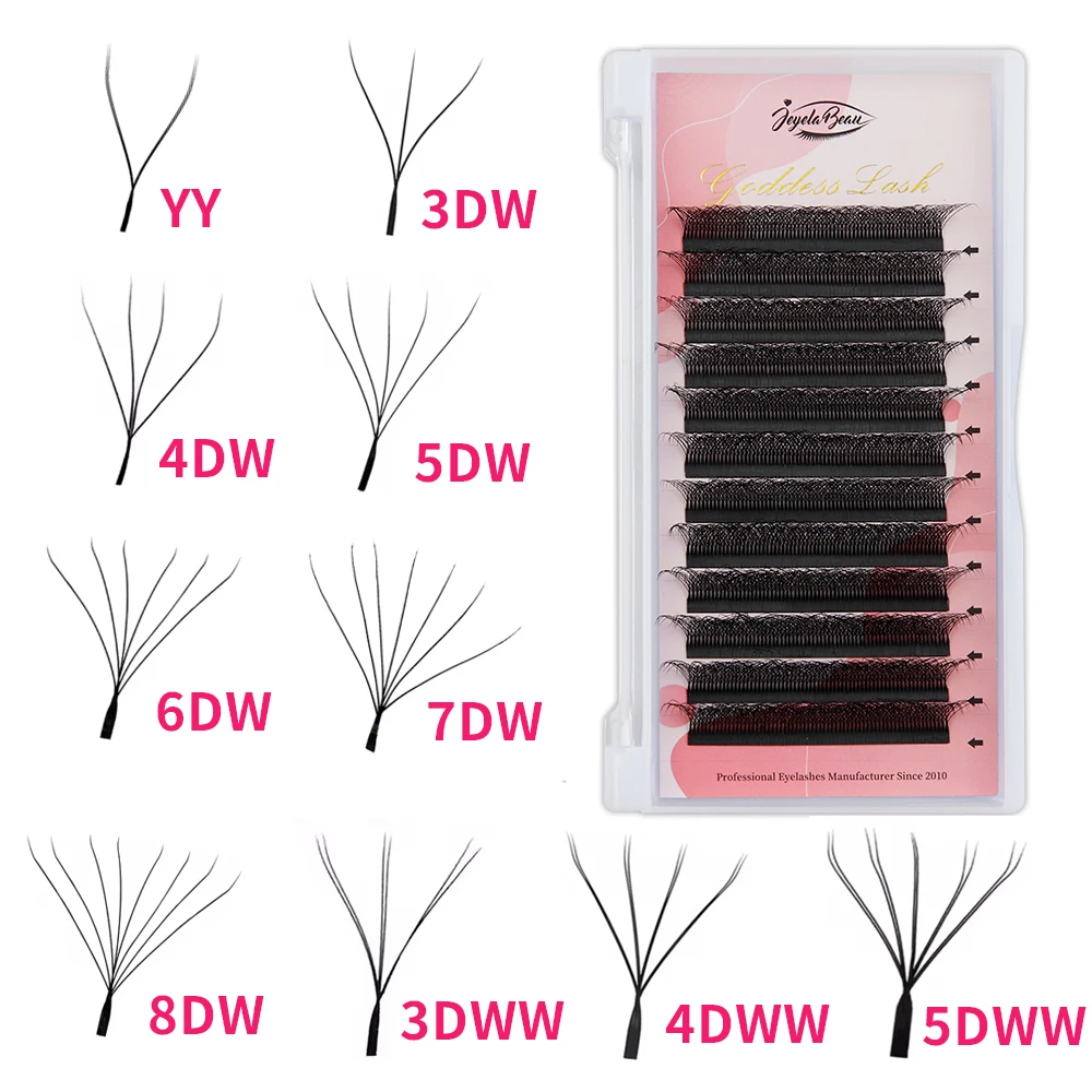 Color: DEEP BLUE, Curl: C, Thickness: 0.07mm, Length: 9mm, Ships From: CHINA - Goddess 3D/4D/5D/6D/7D/8D W Shape lashes 4D Premade Fan Lash Extensions 0.07 C/D Curl Natural Soft High Quality Idividual Lashes