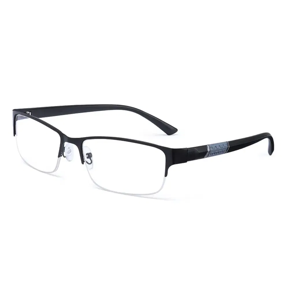 Frame Color: black, Eye Prescription: +200 - Metal Anti-blue Light Reading Glasses Farsighted Eyeglasses Men Business Eyewear Diopter 0 +1.0 +1.5 +2.0 +2.5 +3.0 +3.5 +4.0