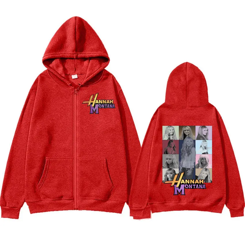 Color: black, Size: XXL - New Hannah Montana Logo Zipper Hoodie Miley Cyrus The Eras Tour Men Women Jacket Sweatshirt Fashion Aesthetic Trend Zip Up Hoody