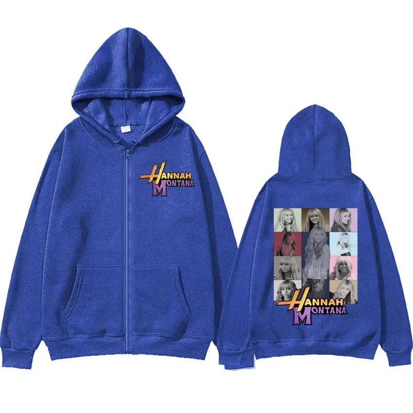 Color: black, Size: XXL - New Hannah Montana Logo Zipper Hoodie Miley Cyrus The Eras Tour Men Women Jacket Sweatshirt Fashion Aesthetic Trend Zip Up Hoody