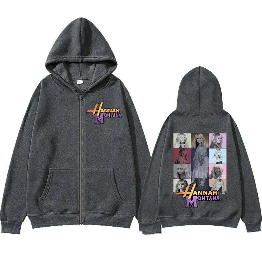 Color: black, Size: XXL - New Hannah Montana Logo Zipper Hoodie Miley Cyrus The Eras Tour Men Women Jacket Sweatshirt Fashion Aesthetic Trend Zip Up Hoody