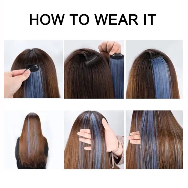 Color: Pink, Ships From: CHINA - Long Straight Hair Piece High Temperature Wire no Trace Matte Monochrome Fashion Wig for Women Girls